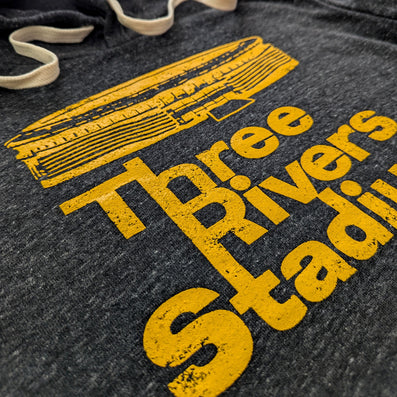 Three Rivers Stadium Pittsburgh Pennsylvania Hoodie Detail Left Dark Gray