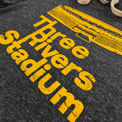 Three Rivers Stadium Pittsburgh Pennsylvania Hoodie Detail Right Dark Gray