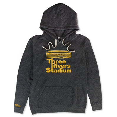 Three Rivers Stadium Pittsburgh Pennsylvania Hoodie Front Dark Gray