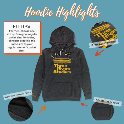 Three Rivers Stadium Pittsburgh Pennsylvania Hoodie Highlights Dark Gray