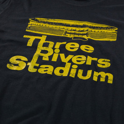 Three Rivers Stadium Pittsburgh T-Shirt Detail Black