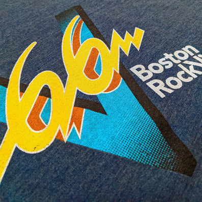 V66 Boston Rock Video Massachusetts T-Shirt Detail Left Dark Blue