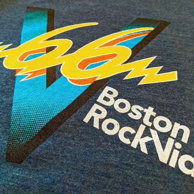 V66 Boston Rock Video Massachusetts T-Shirt Detail Right Dark Blue
