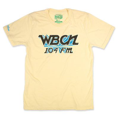 WBCN Boston Massachusetts T-Shirt Front Faded Yellow