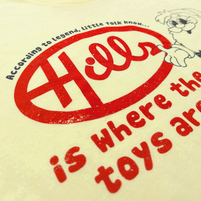 Where The Toys Are Hills T-Shirt Detail Left Faded Yellow