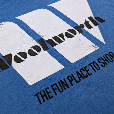 Woolworth Vintage T-Shirt Detail Left Bright Blue