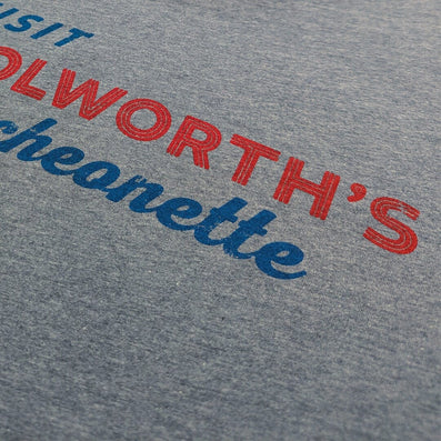 Woolworth's Luncheonette T-Shirt Detail Right Gray