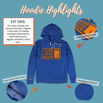 York Steak House Hoodie Highlights Cobalt Blue