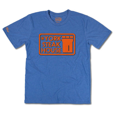 York Steak House T-Shirt Front Bright Blue