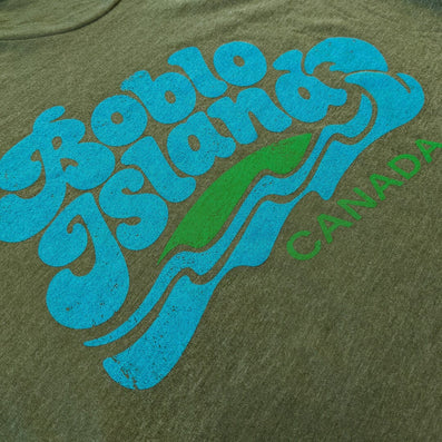 Boblo Island Canada Michigan Detroit T-Shirt Detail Left Forest Green