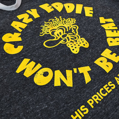Crazy Eddie Hoodie Detail Left Dark Gray