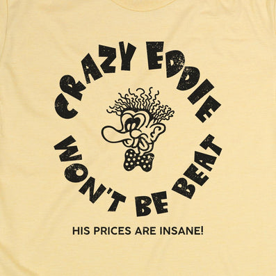 Crazy Eddie T-Shirt Graphic Faded Yellow
