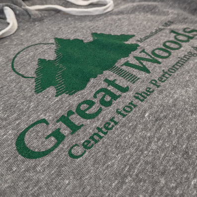 Great Woods Hoodie Detail Left Gray