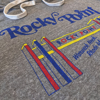 Rocky Point Rhode Island Hoodie Detail Gray