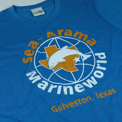 Sea-Arama Marineworld Texas T-Shirt Detail Bright Blue