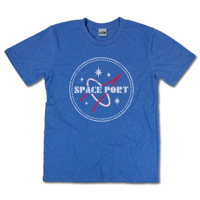 Space Port Arcade T-Shirt Front Bright Blue