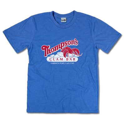 Thompson's Clam Bar Cape Cod Massachusetts T-Shirt Front Bright Blue