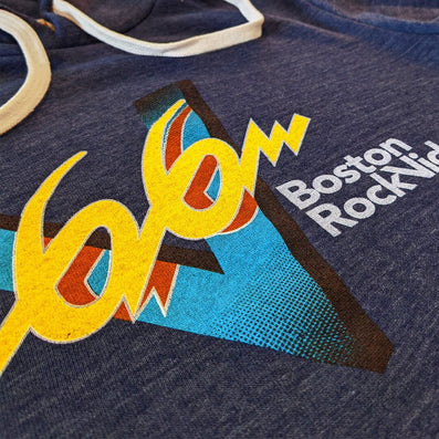 V66 Boston Rock Video Hoodie Detail Left Dark Blue