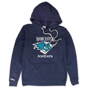 Worcester IceCats Hockey Hoodie Front Dark Blue