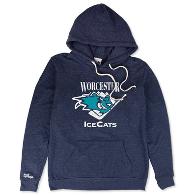 Worcester IceCats Hockey Hoodie Front Dark Blue