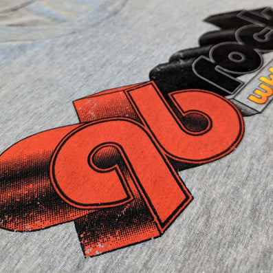 96 Rock WKLS FM AM Atlanta Georgia T-Shirt Detail Left Light Gray