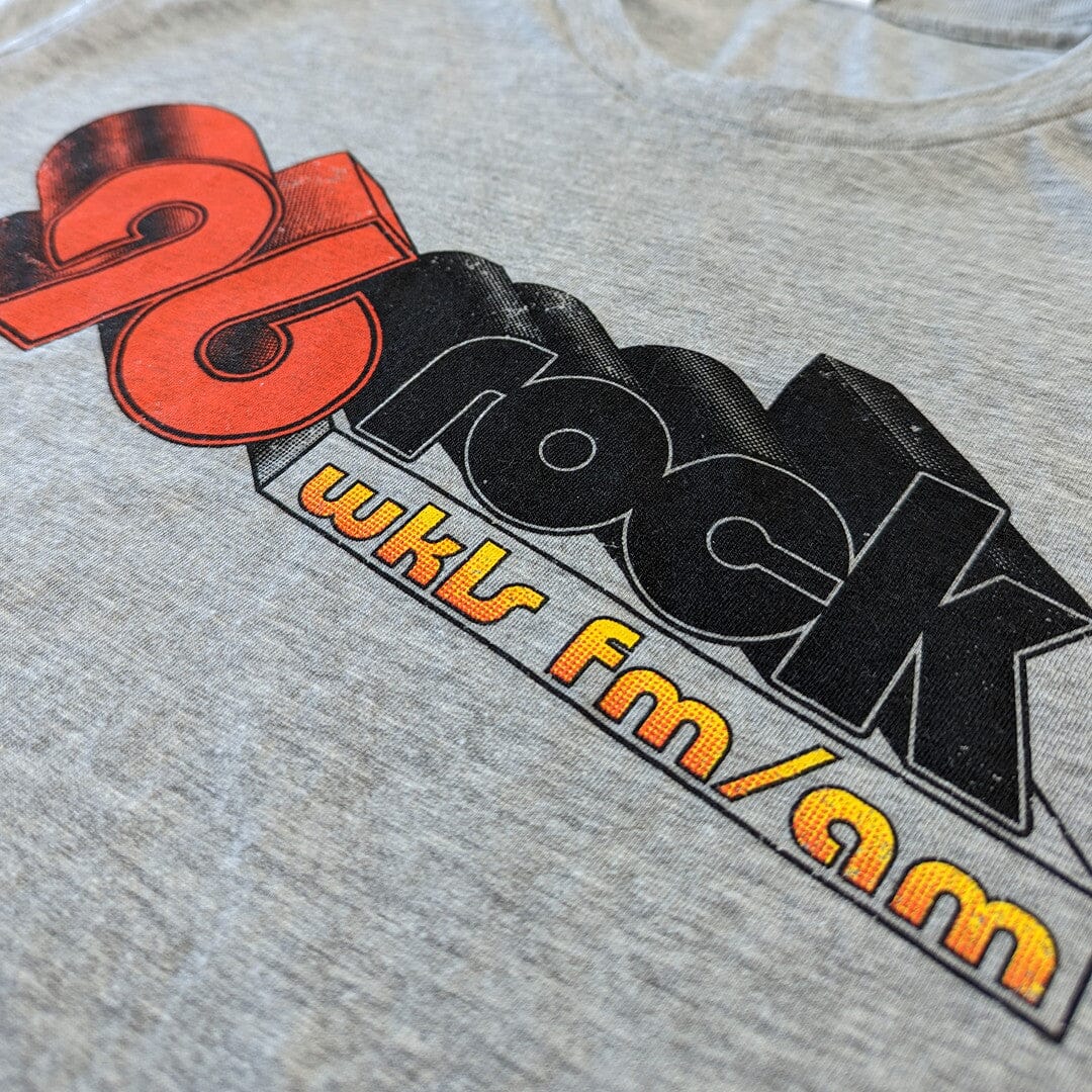 96 Rock WKLS FM AM T-Shirt Detail Right Light Gray