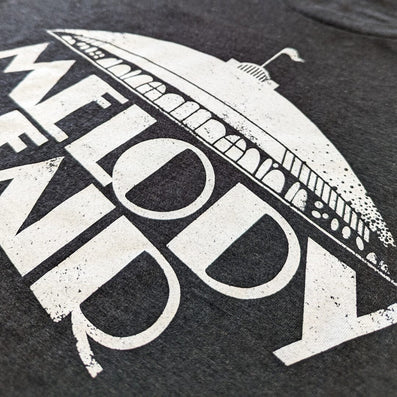 Melody Fair Buffalo New York T-Shirt Detail Right Dark Gray