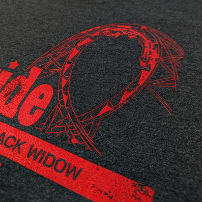 Black Widow Riverside Park Agawam Massachusetts T-Shirt Detail Coaster Dark Gray