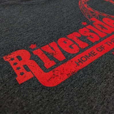 Black Widow Riverside Park Agawam Massachusetts T-Shirt Detail Left Dark Gray