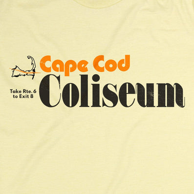 Cape Cod Coliseum Massachusetts T-Shirt Graphic Faded Yellow