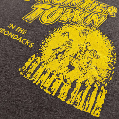 Frontier Town Adirondacks New York T-Shirt Detail Right Dark Brown