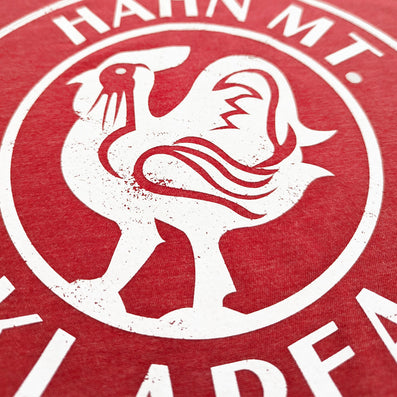 Hahn Mt. Ski Area Kempton Pennsylvania T-Shirt Detail Chicken Red