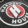 Harmony House Michigan Hoodie Detail Left Dark Gray