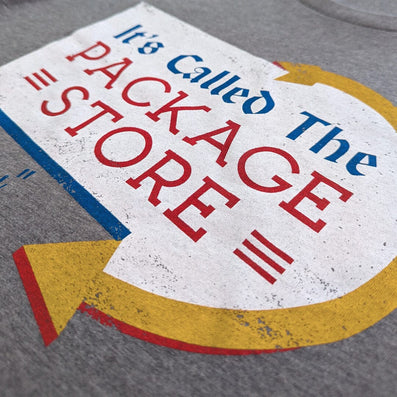 The Packy It's Called The Package Store T-Shirt Detail Right Gray