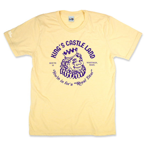 King's Castle Land Whitman Massachusetts T-Shirt Front Faded Yellow