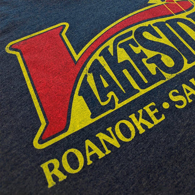 Lakeside Park Amusement Park Roanoke Salem Virginia T-Shirt Detail Left Dark Blue