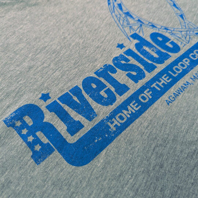 Loop Coaster Riverside Park Agawam Massachusetts T-Shirt Detail Left Light Gray