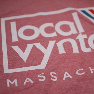 Local Vyntage Massachusetts T-Shirt Detail Faded Red