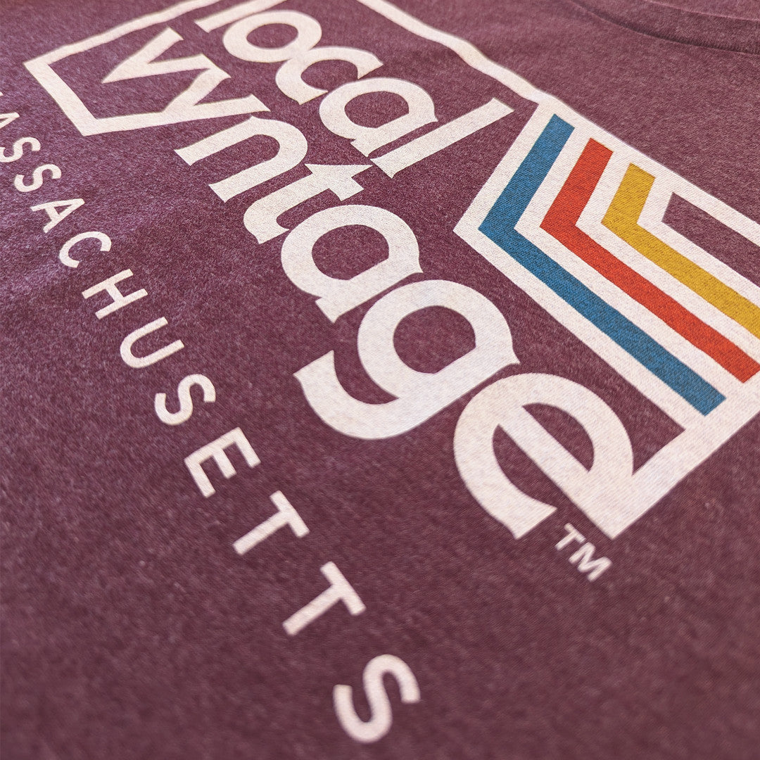 Local Vyntage Massachusetts Logo T-Shirt Detail Right Burgundy