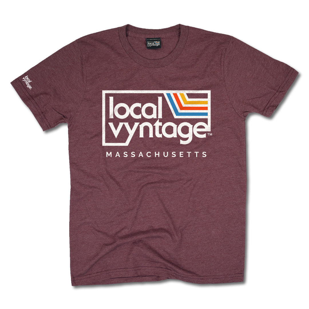 Local Vyntage Massachusetts Logo T-Shirt Front Burgundy