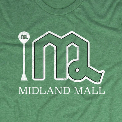 Midland Mall Warwick Rhode Island T-Shirt Graphic Faded Green