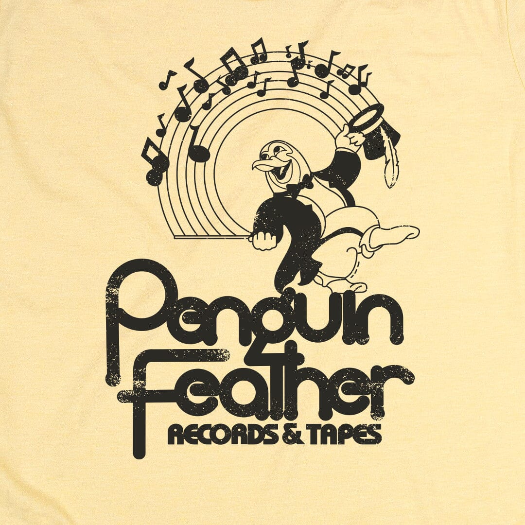Penguin Feather Records And Tapes T-Shirt Graphic Faded Yellow