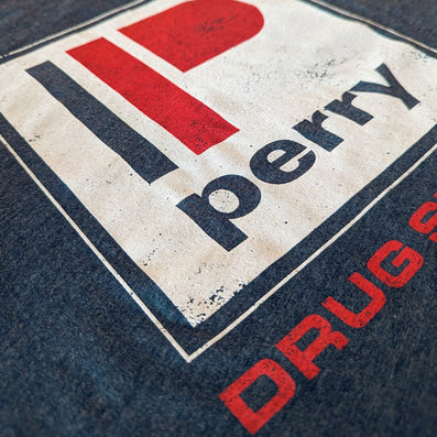 Perry Drug Stores T-Shirt Detail Left Dark Blue