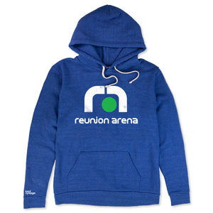 Reunion Arena Dallas Texas Hoodie Front Cobalt Blue