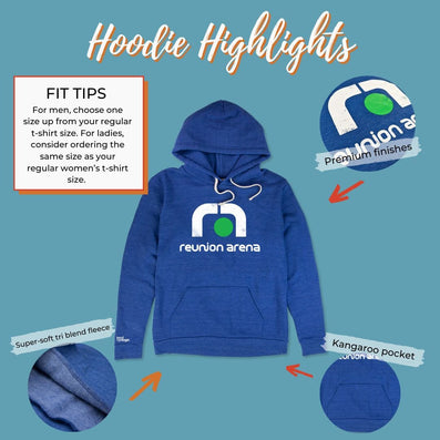 Reunion Arena Dallas Texas Hoodie Highlights Cobalt Blue