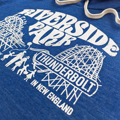 Riverside Park Agawam Massachusetts Hoodie Detail Right Cobalt Blue