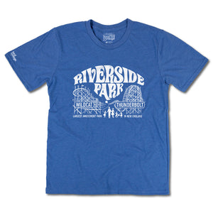 Riverside Park Vintage Agawam Massachusetts T-Shirt Front Bright Blue