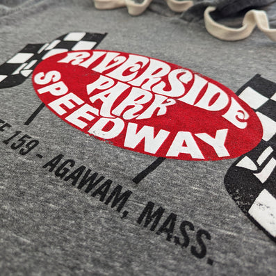 Riverside Speedway Agawam Massachusetts Hoodie Detail Right Gray
