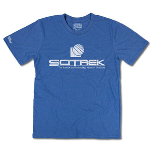 SciTrek Museum Atlanta Georgia T-Shirt Front Bright Blue