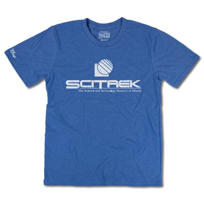 SciTrek Museum Atlanta Georgia T-Shirt Front Bright Blue